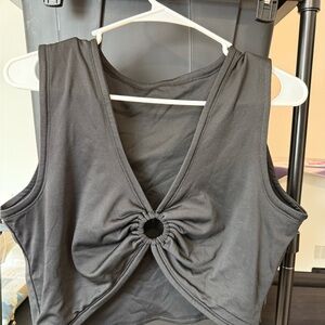 Black Sleeveless Top, O-ring cinch